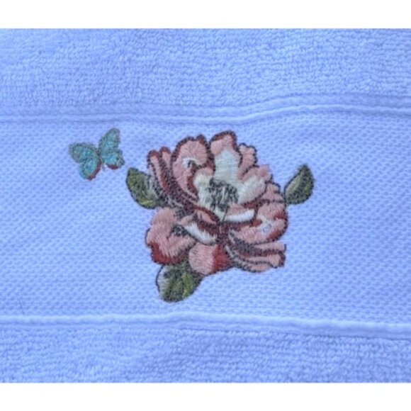 3 small 3 Medium Avanti Cotton Vintage Peach Rose Embroidered Bathroom Towels - Picture 4 of 15